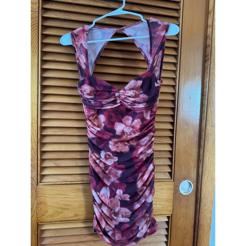 Hello Molly Purple Ruched Tie Front Mini Dress